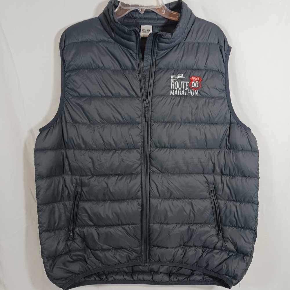 Route 66 Marathon Puffer Vest Mens XL Gray Excellent Williams Tulsa Running